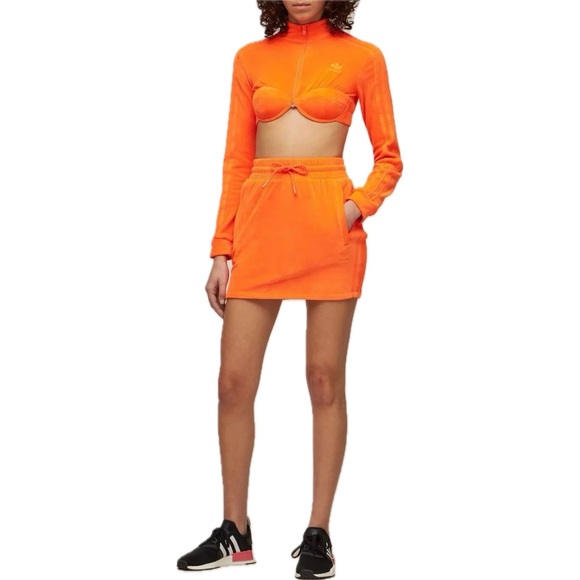 ADIDAS X JEREMY SCOTT Velour Signal Orange Skirt Sz XS - Picture 3 of 10